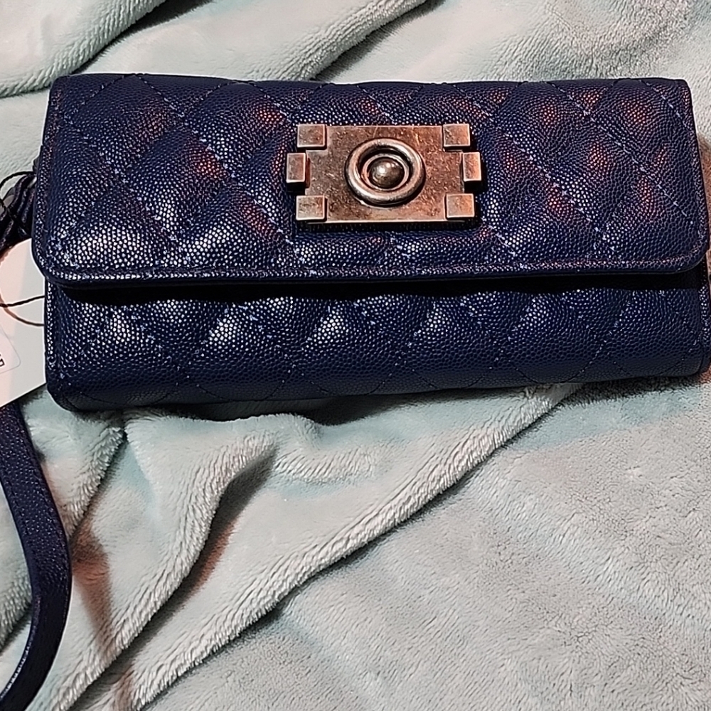 604. 3 for $45 - NWT Quilted Navy Wallet with Wrist Strap